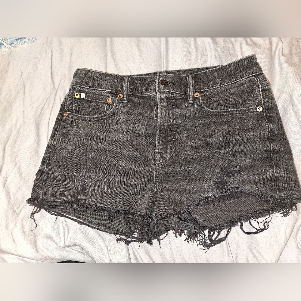 American Eagle Outfitters Black Distressed Jean Shorts